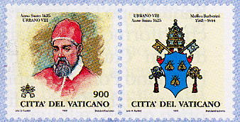 Effigie di Urbano VIII. In alto, la scritta Anno Santo 1625 e il nome del Pontefice. In alto, la data dell'Anno Santo ed il nome del Pontefice; in basso le chiavi decussate sormontate dal triregno, la scritta Citt del Vaticano ed il valore. A destra del francobollo si trova la bandella raffigurante lo stemma del Pontefice. Policromo.